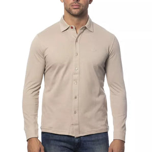 Camisa de algodón de corte estándar en beige elegante de Verri