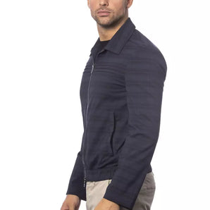 Verri Blue Wool Men Bomber Jacket Verri 