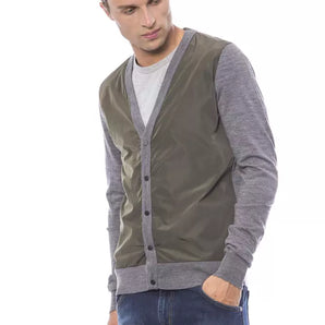 Verri Gray Wool Men Cardigan Verri 