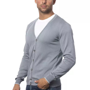 Verri Elegante cárdigan de algodón gris para hombre