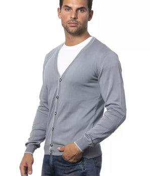 Verri Gray Cotton Men Cardigan Verri 