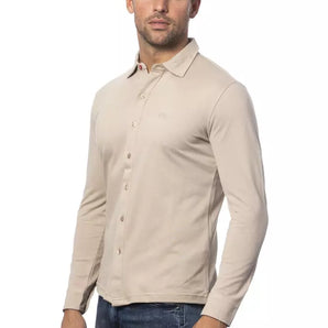 Camisa de algodón de corte estándar en beige elegante de Verri