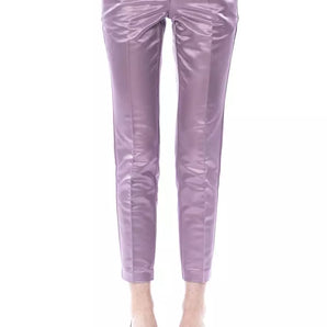 BYBLOS Elegante pantalón morado de mezcla de algodón y seda