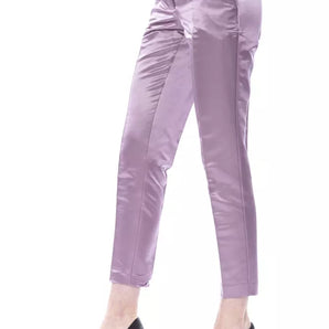 BYBLOS Elegante pantalón morado de mezcla de algodón y seda