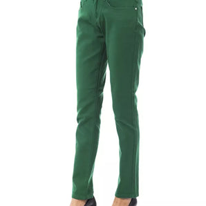 BYBLOS Pantalones elegantes de algodón de corte slim verde