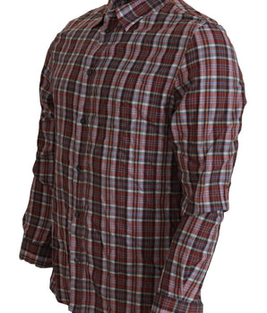 GF Ferre Multicolor Checkered Cotton Long Sleeves Casual Shirt
