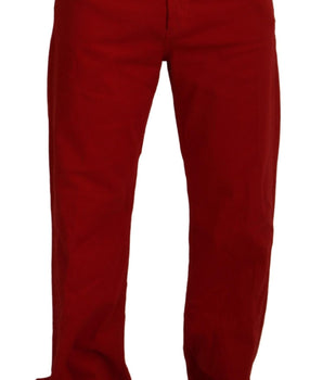 Dolce &amp; Gabbana Chic Red Cotton Denim Pants