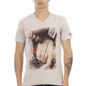 Trussardi Action Beige Cotton Men T-Shirt