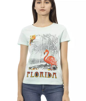 Camiseta Trussardi Action de algodón azul claro para mujer