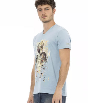 Trussardi Action Camiseta Hombre Algodón Azul Claro