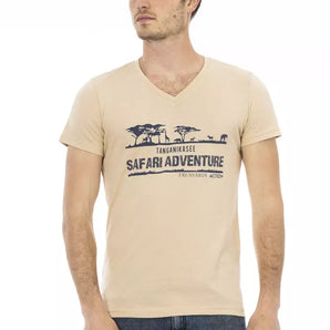 Trussardi Action Beige Cotton Men T-Shirt