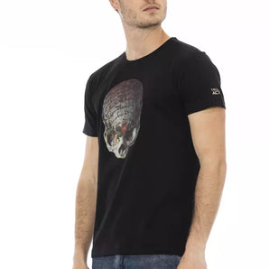 Trussardi Action Elevated Casual Black Tee - Short Sleeve &amp; Round Neck