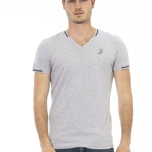 Trussardi Action Classic V-Neck Cotton Blend Tee