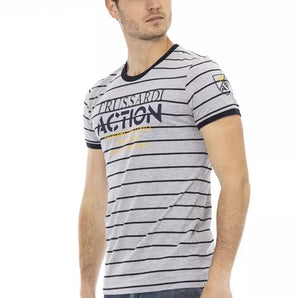 Trussardi Action Gray Cotton Men T-Shirt