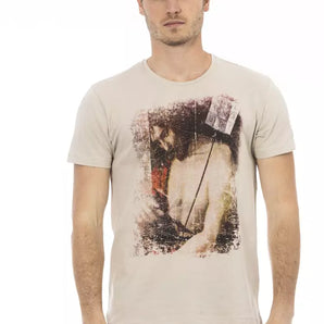 Trussardi Action Beige Cotton Men T-Shirt