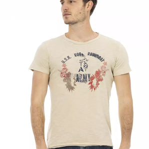 Trussardi Action Beige Cotton Men T-Shirt