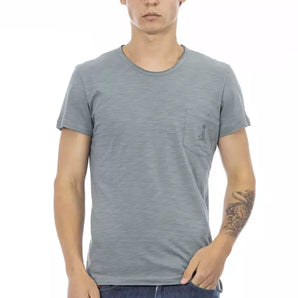 Camiseta Trussardi Action Chic gris con bolsillo y estampado único