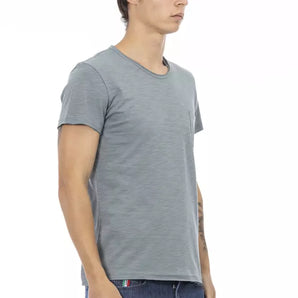 Camiseta Trussardi Action Chic gris con bolsillo y estampado único