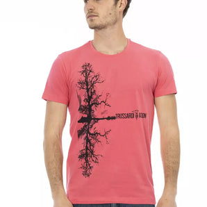 Trussardi Action Pink Cotton Men T-Shirt