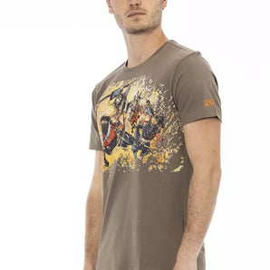 Camiseta Trussardi Action Elegant marrón con estampado frontal chic