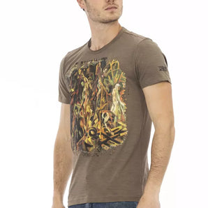 Camiseta Trussardi Action Elegant marrón con estampado frontal chic