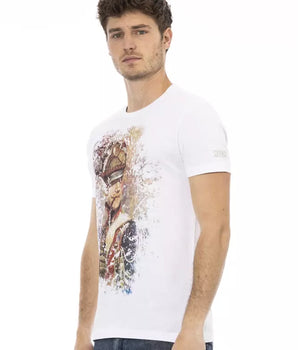 Camiseta Trussardi Action Sleek de mezcla de algodón blanca con gráfico frontal