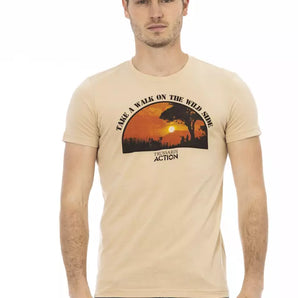 Trussardi Action Beige Cotton Men T-Shirt