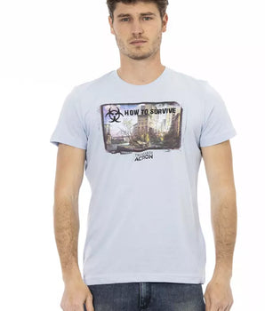 Trussardi Action Light Blue Cotton Men T-Shirt