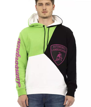 Automobili Lamborghini White Cotton Men's Hooded Sweater
