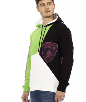 Automobili Lamborghini White Cotton Men's Hooded Sweater