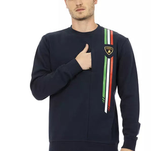 Automobili Lamborghini Blue Cotton Men Sweater