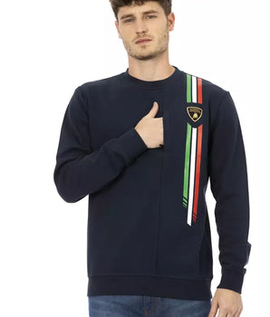 Automobili Lamborghini Blue Cotton Men's Sweater