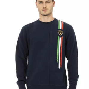 Automobili Lamborghini Blue Cotton Men Sweater