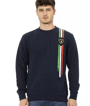 Automobili Lamborghini Blue Cotton Men's Sweater