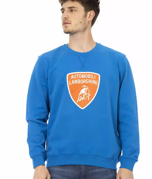 Automobili Lamborghini Blue Cotton Men Sweater