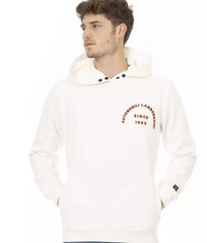 Automobili Lamborghini White Cotton Men's Sweater with Pockets