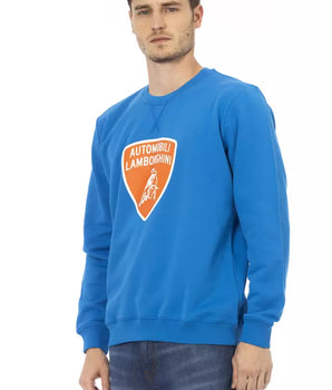 Automobili Lamborghini Blue Cotton Men Sweater