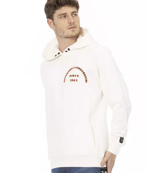 Automobili Lamborghini White Cotton Men's Sweater with Pockets