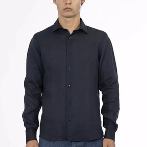 Baldinini Trend Blue Linen Men Shirt