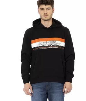 Automobili Lamborghini Black Cotton Men's Hooded Sweater