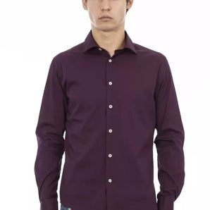 Baldinini Trend Bordeaux Cotton Men Shirt