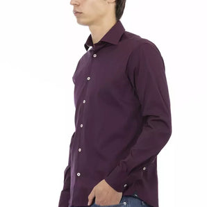 Baldinini Trend Bordeaux Cotton Men Shirt