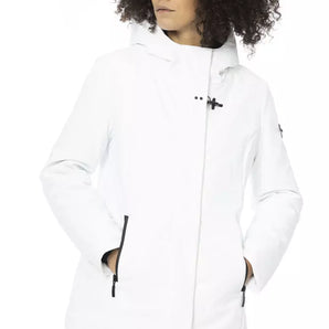 Baldinini Trend Sleek Chaqueta de plumón blanca con capucha ajustable