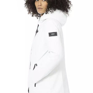 Baldinini Trend Sleek Chaqueta de plumón blanca con capucha ajustable