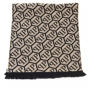 Philipp Plein Elegant Monogram Fringed Scarf