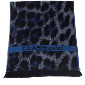 Cavalli Class Blue Wool Men Scarf