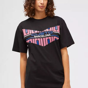 Cost Barcelona Chic Black Cotton Tee with Artistic Print