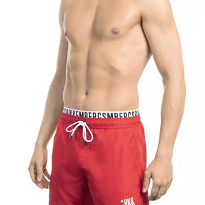 Bikkembergs Red Polyester Men Swim Short