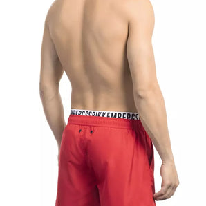 Bikkembergs Red Polyester Men Swim Short