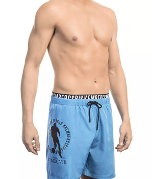 Bikkembergs Light Blue Polyester Men Swim Short
